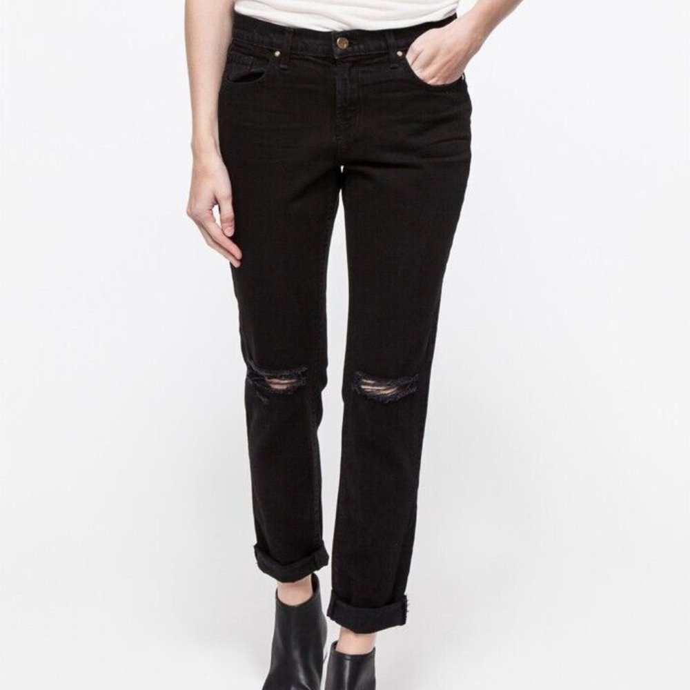 J Brand Jake Black Slim Boyfriend Fit Jeans, in Gothic (Black), Size 25